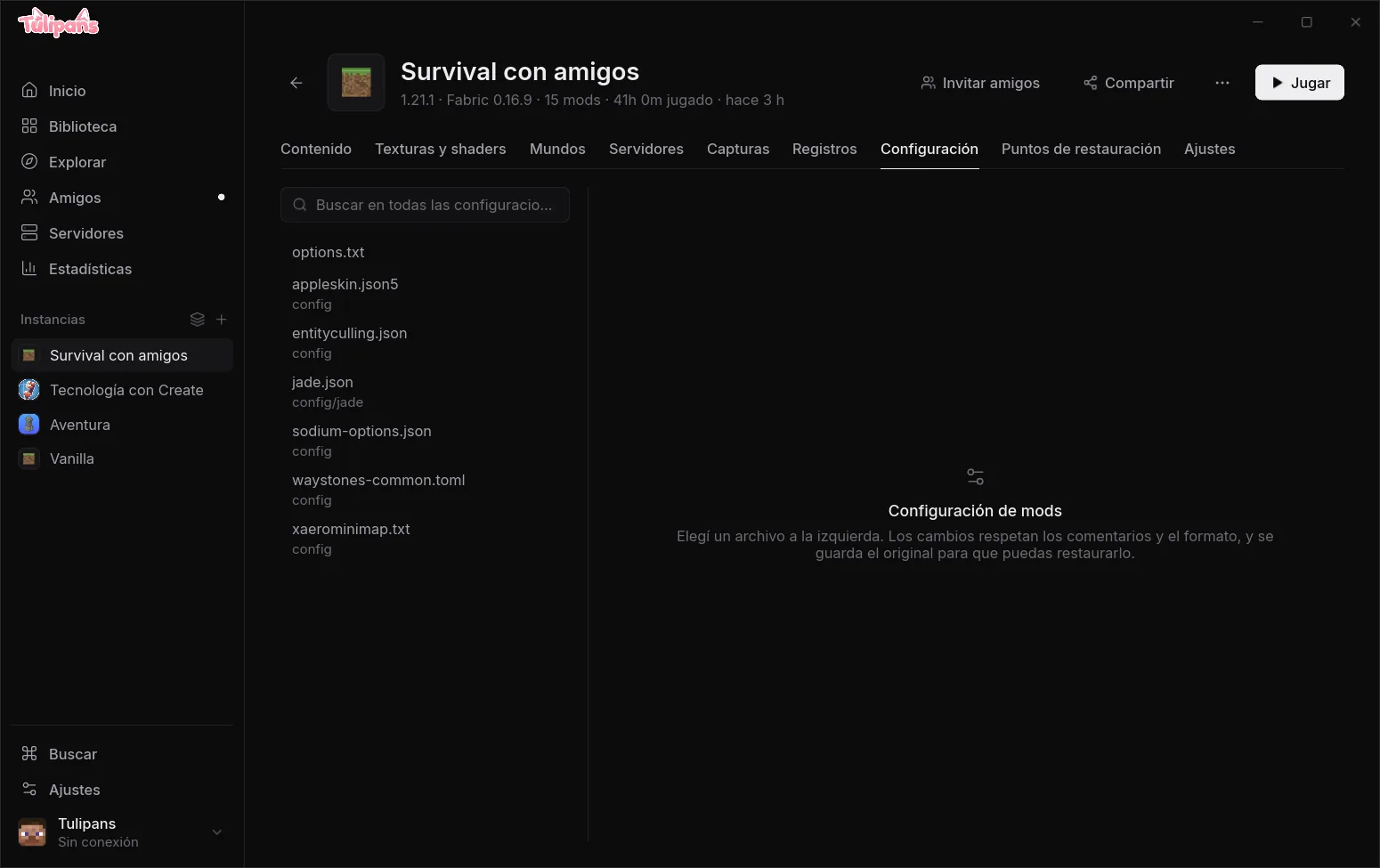 Editor de configuración de mods